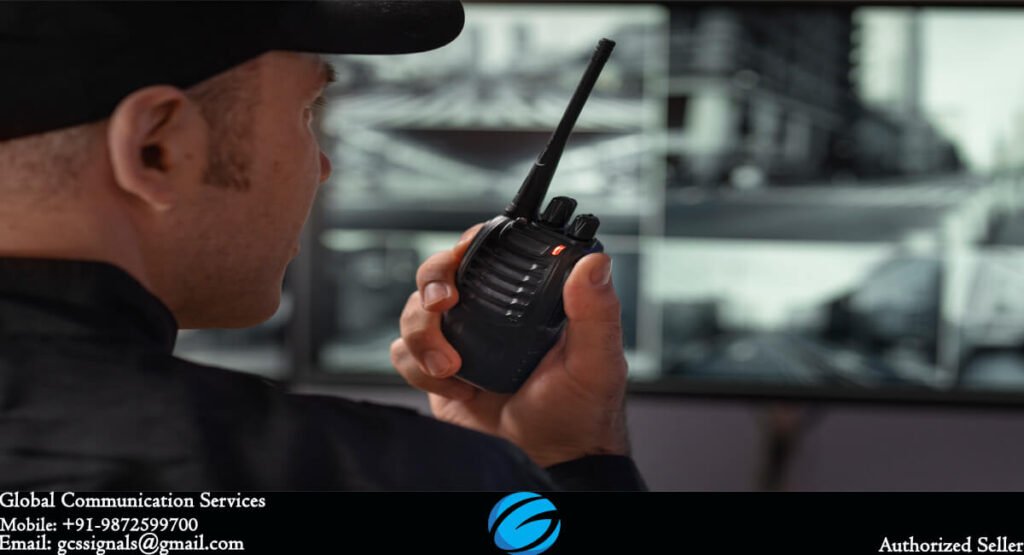 buy best long range walkie talkie shown on an image in which a person in using a walkie talkie